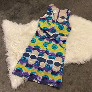 Multi-coloured cross-front detail dress